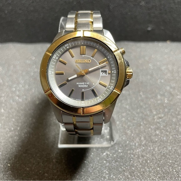 Mens Seiko Kinetic Watch 5M62-0AD0 Water Resistant 100m New Capacitor Working - Picture 13 of 16